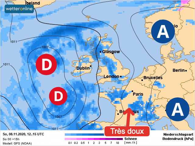 Carte de prévisions d'europe du Dimanche 8 novembre 2020
