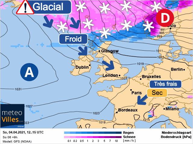 Carte de prévisions d'europe du Dimanche 4 avril 2021