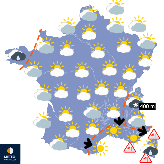Carte de prévisions du temps du Samedi 2 décembre 2023