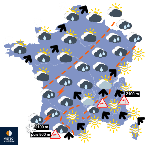 Carte de prévisions du temps du Vendredi 29 mars 2024