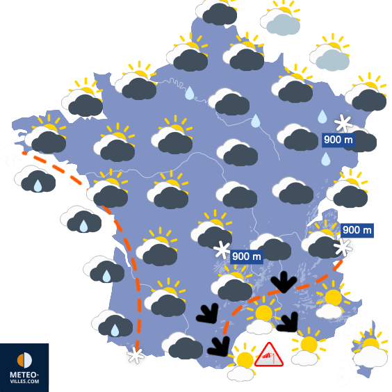 Carte de prévisions du temps du Mardi 3 décembre 2024