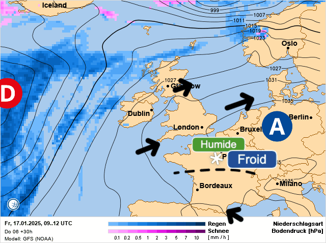 Carte de prévisions d'europe du Vendredi 17 janvier 2025