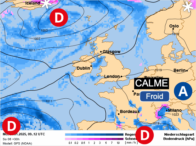 Carte de prévisions d'europe du Lundi 20 janvier 2025