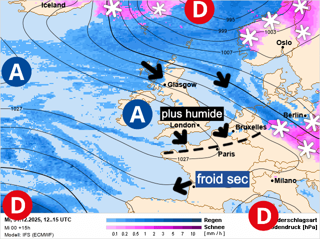 Carte de prévisions d'europe du Mercredi 31 décembre 2025