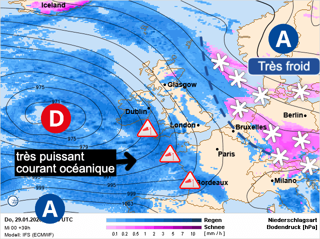 Carte de prévisions d'europe du Jeudi 29 janvier 2026