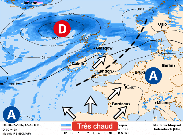 Carte de prévisions d'europe du Mardi 28 juillet 2026