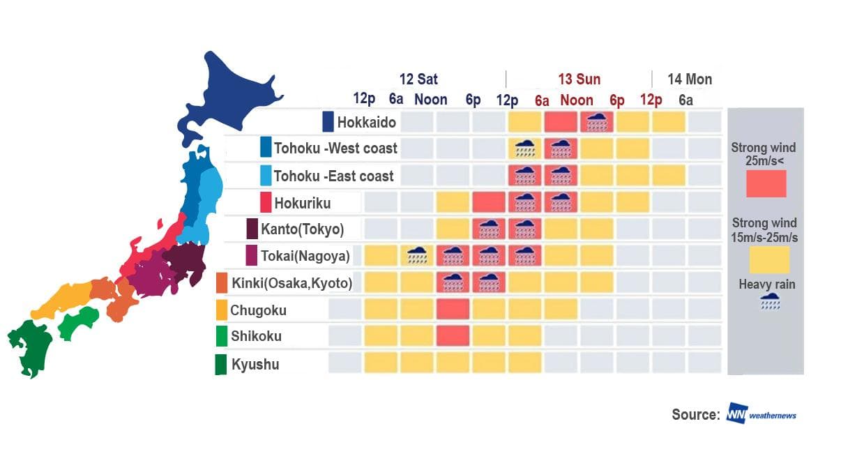 Image d'illustration pour Le super typhon Hagibis menace le Japon