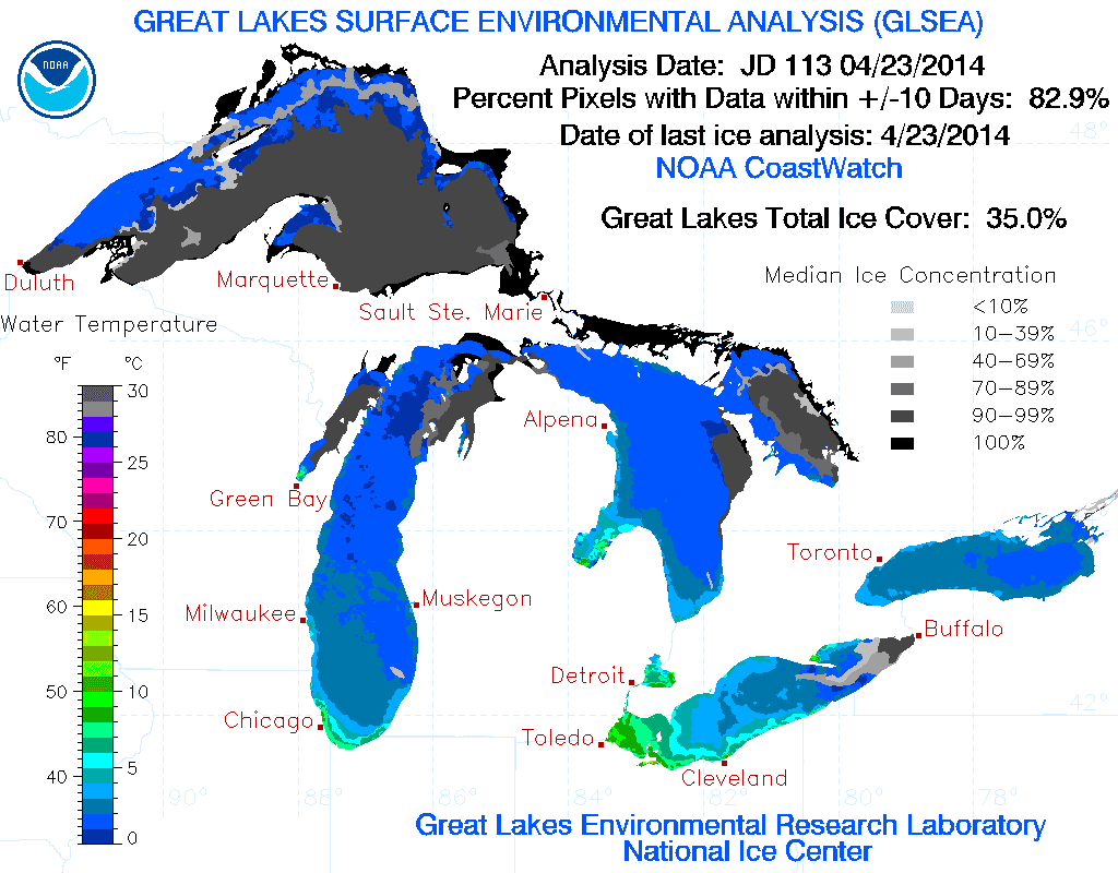 Image d'illustration pour Glace : les Grands Lacs américains sont encore gelés