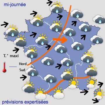Pluie et vent à un rythme soutenu, notamment sur la moitié Nord